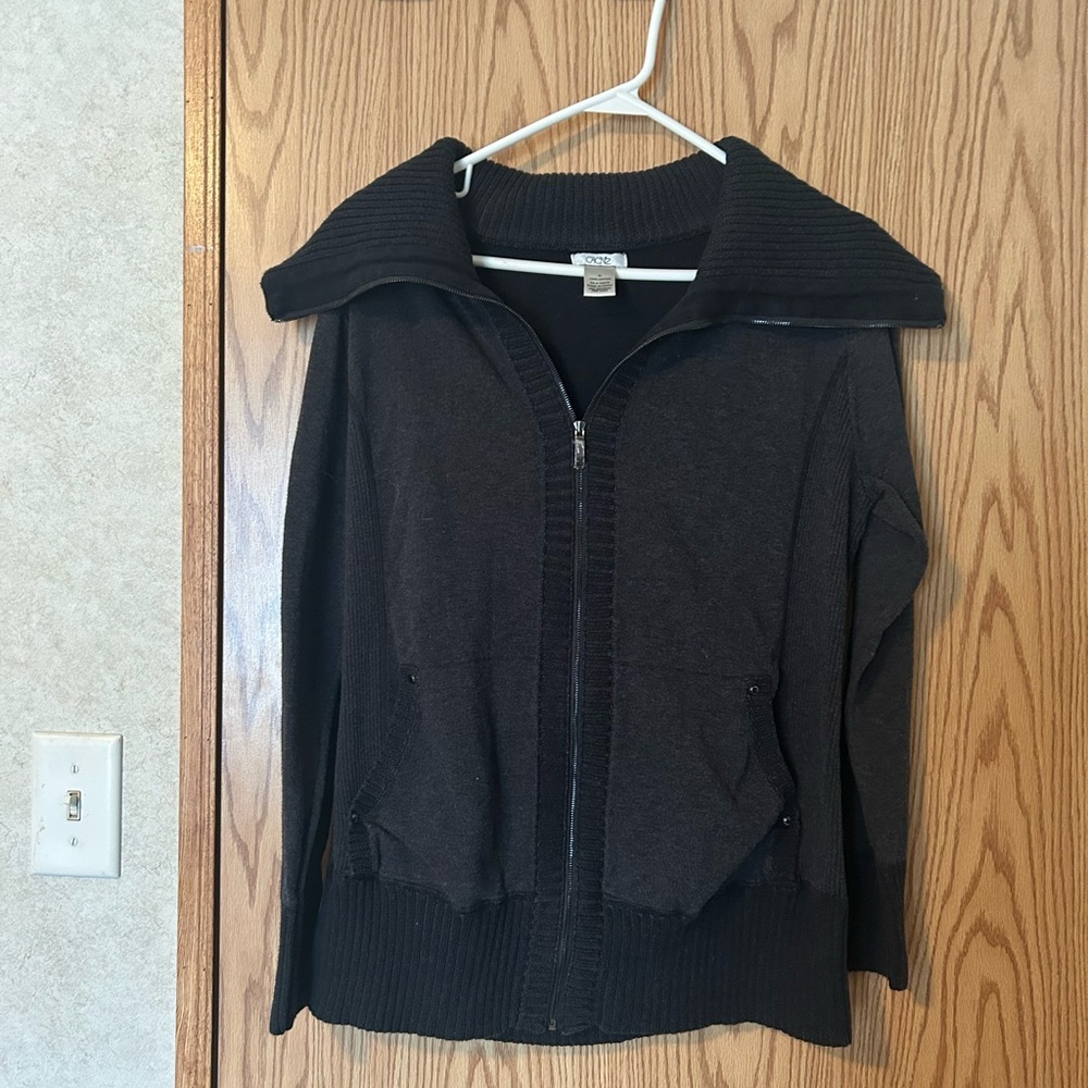 Cache Black Ribbed Collar Jacket XL - Picture 2 of 14